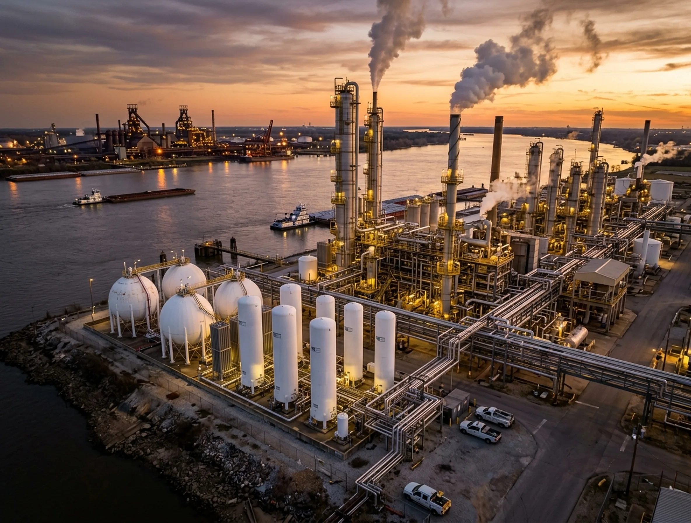 Unité Air Liquide de séparation des gaz en Louisiane sur le Mississippi