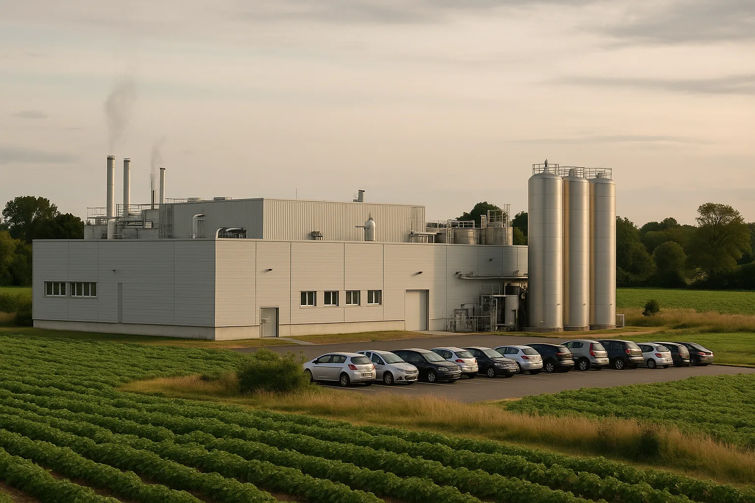 Vue exterieure d une usine agroalimentaire moderne en Bretagne